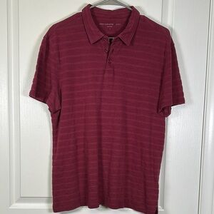 John Varvatos Red Stripe Polo Shirt Size Large EUC #2665